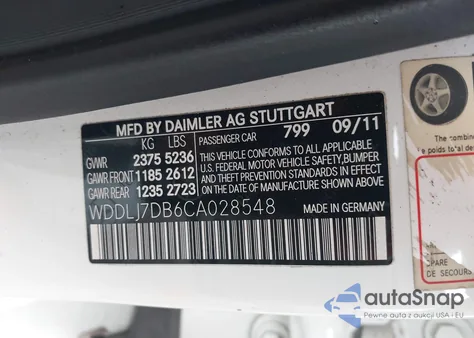 2012 Mercedes-Benz Cls 550 from USA, damaged, VIN WDDLJ7DB6CA028548